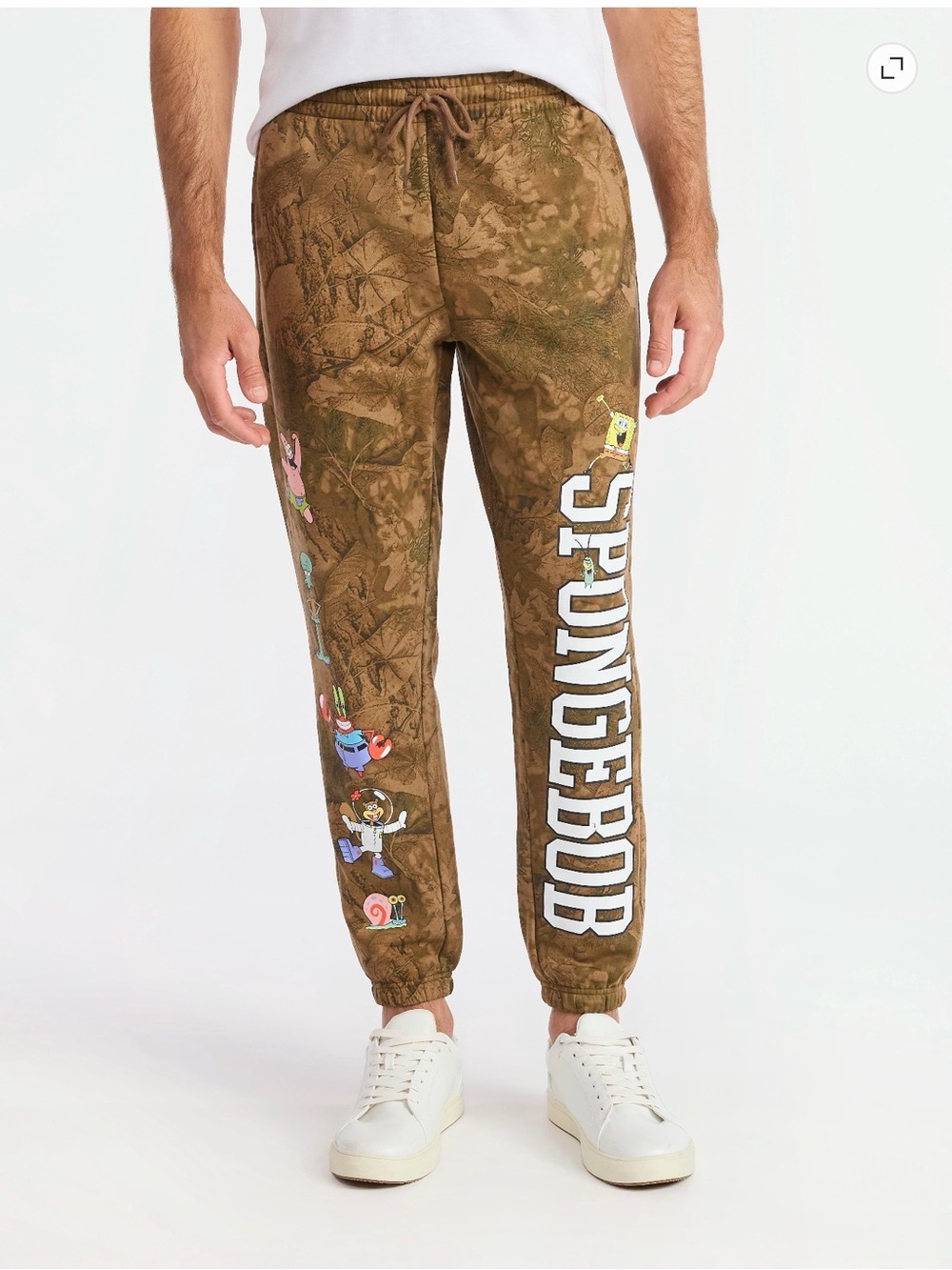 Nickelodeon Brown SpongeBob Character Joggers with White Lettering
